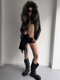 Real fur jacket, real leather