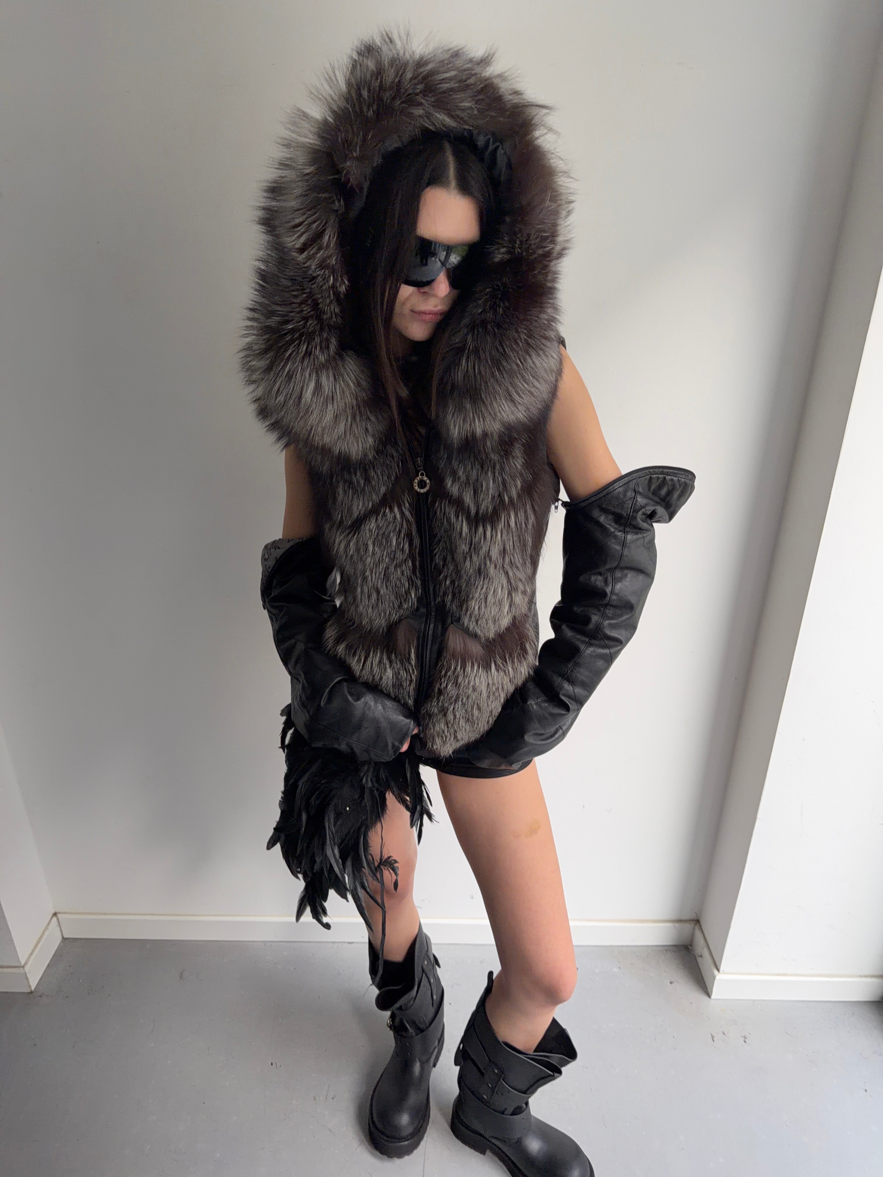 Real fur jacket, real leather