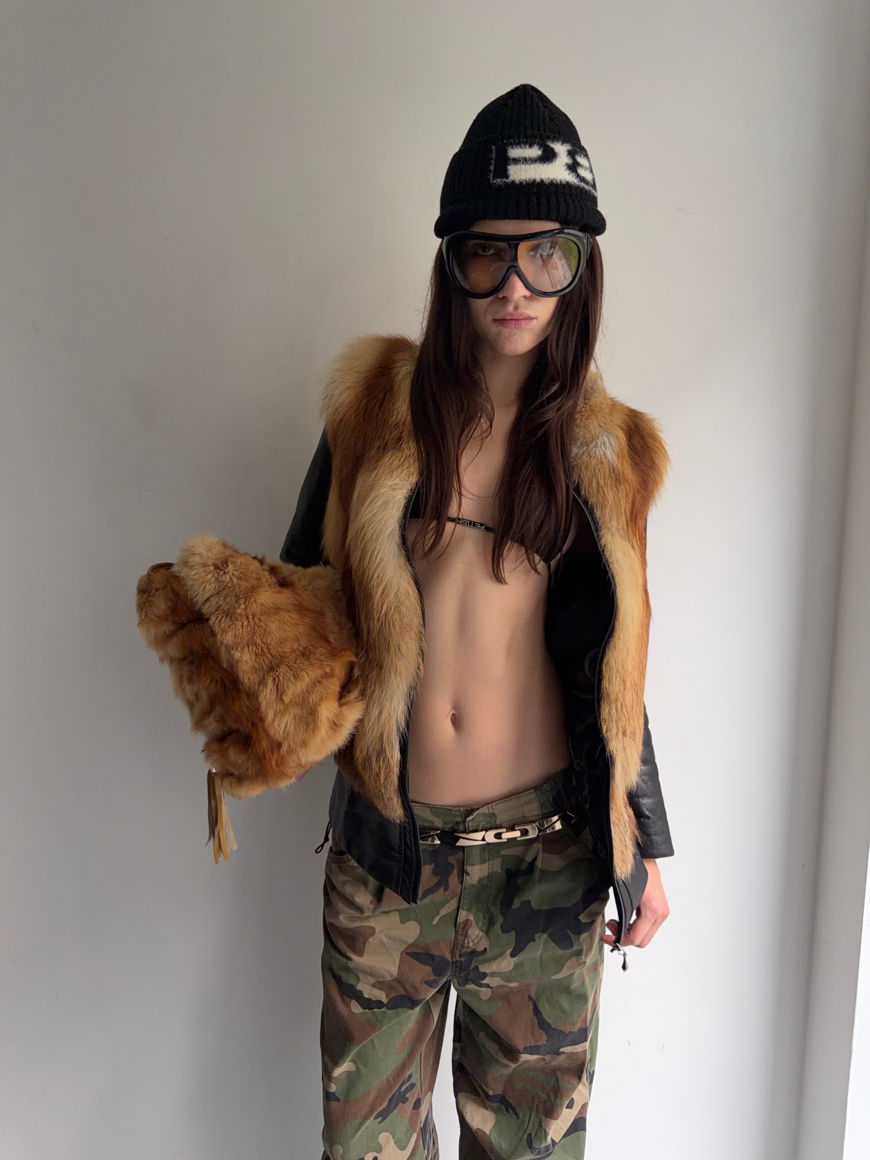 Real leather and real fur jacket