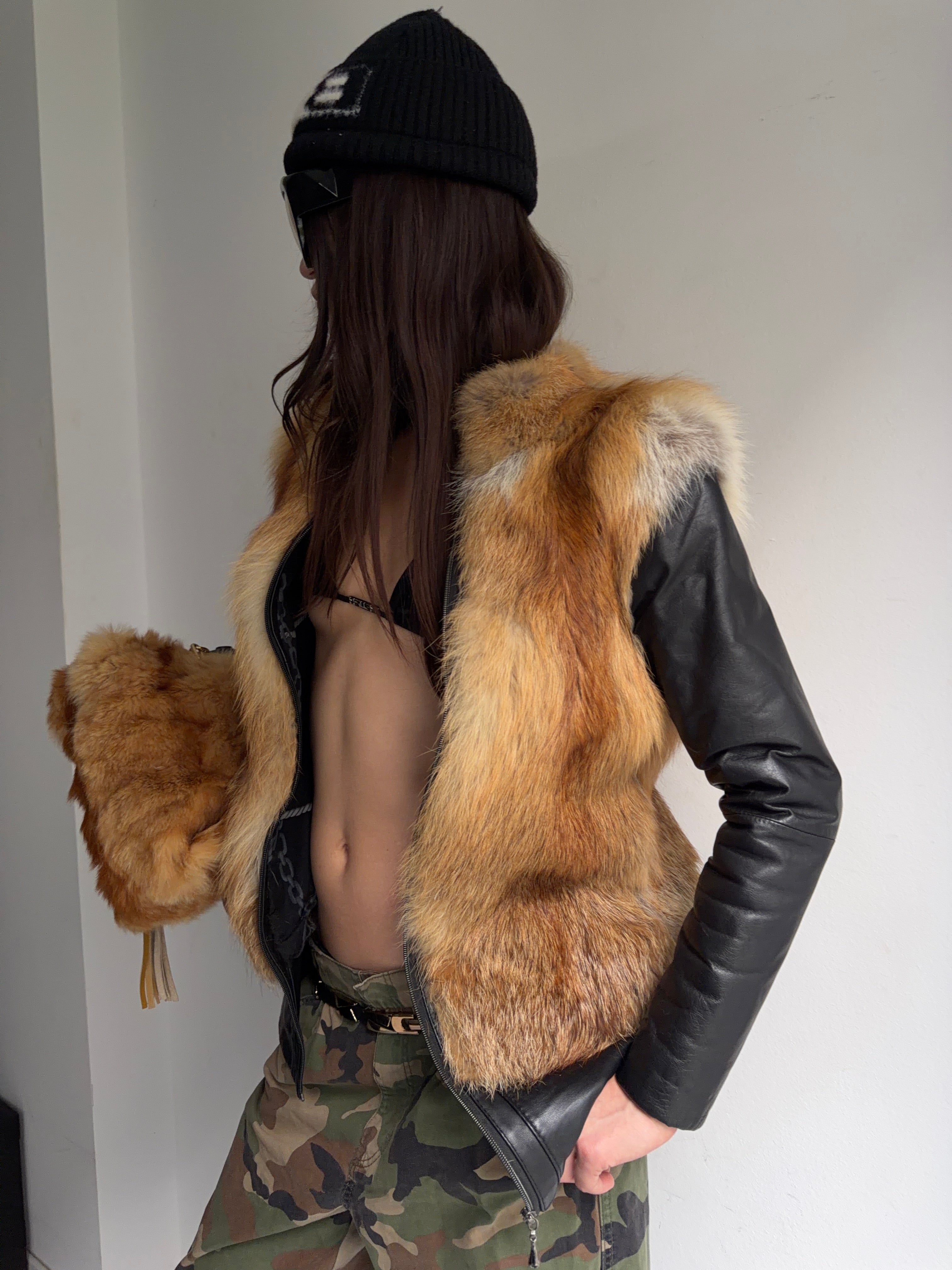 Real leather and real fur jacket