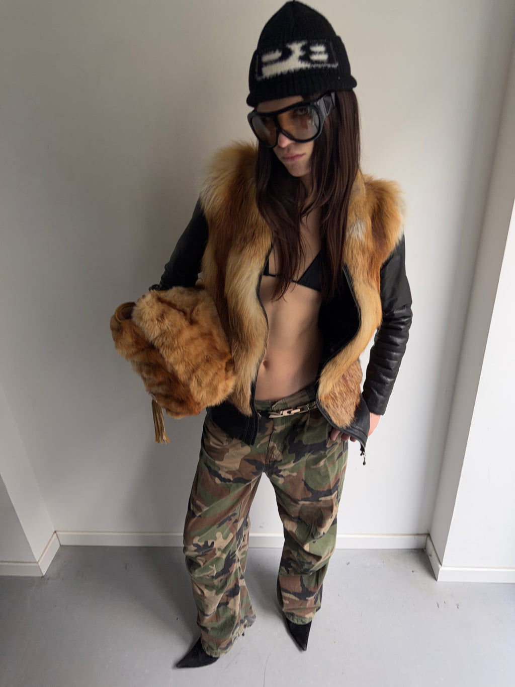 Real leather and real fur jacket