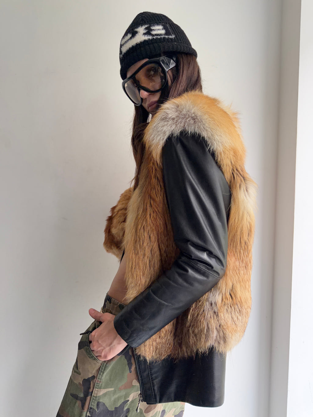 Real leather and real fur jacket