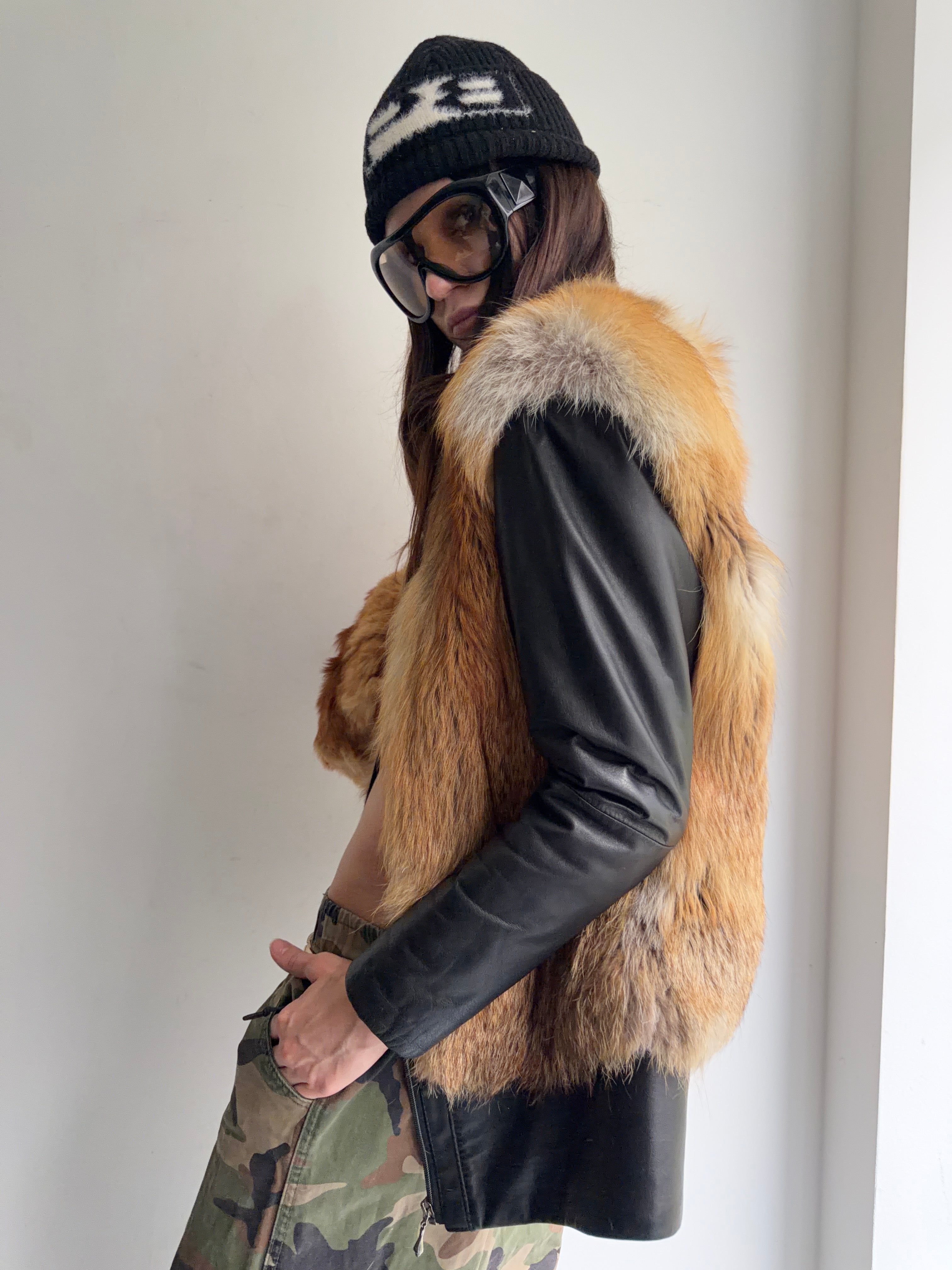 Real leather and real fur jacket