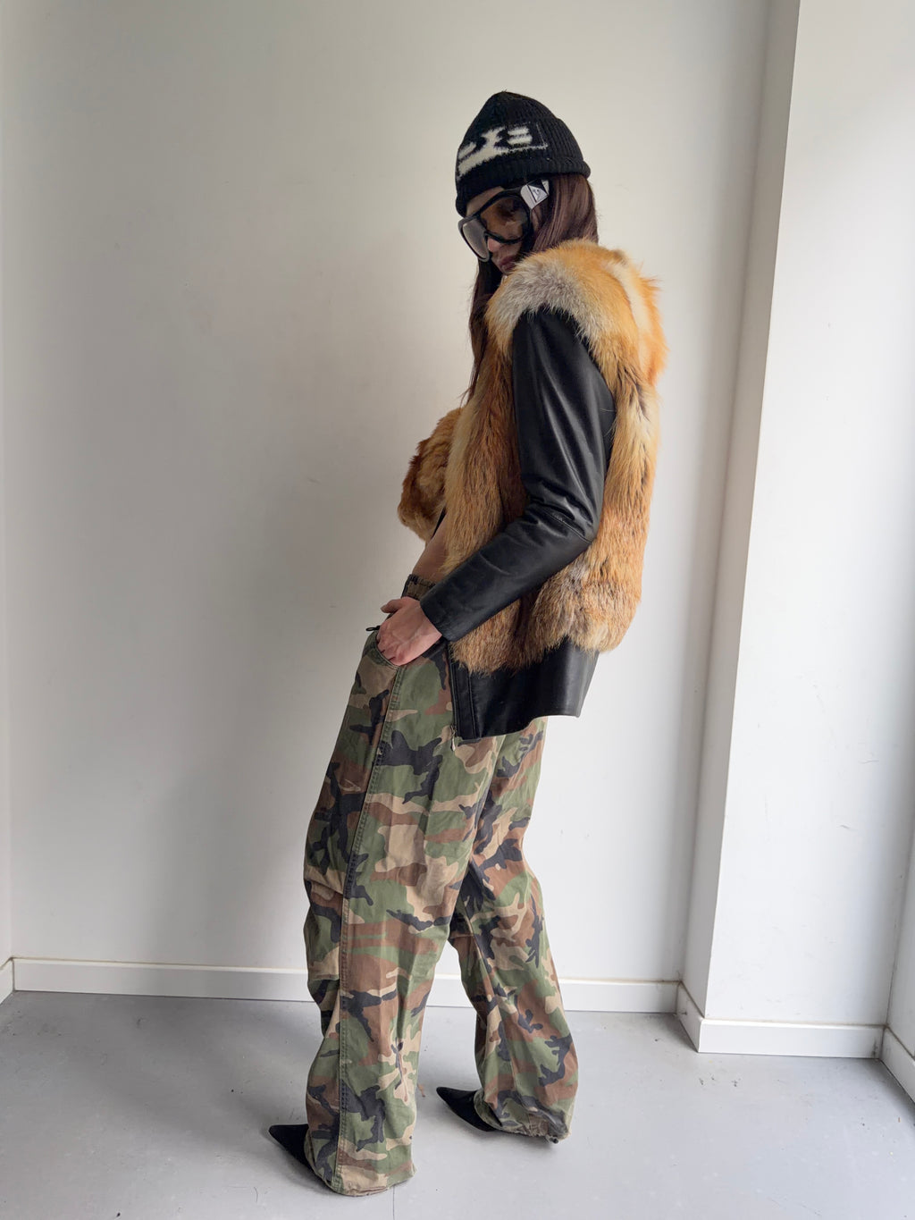 Real leather and real fur jacket