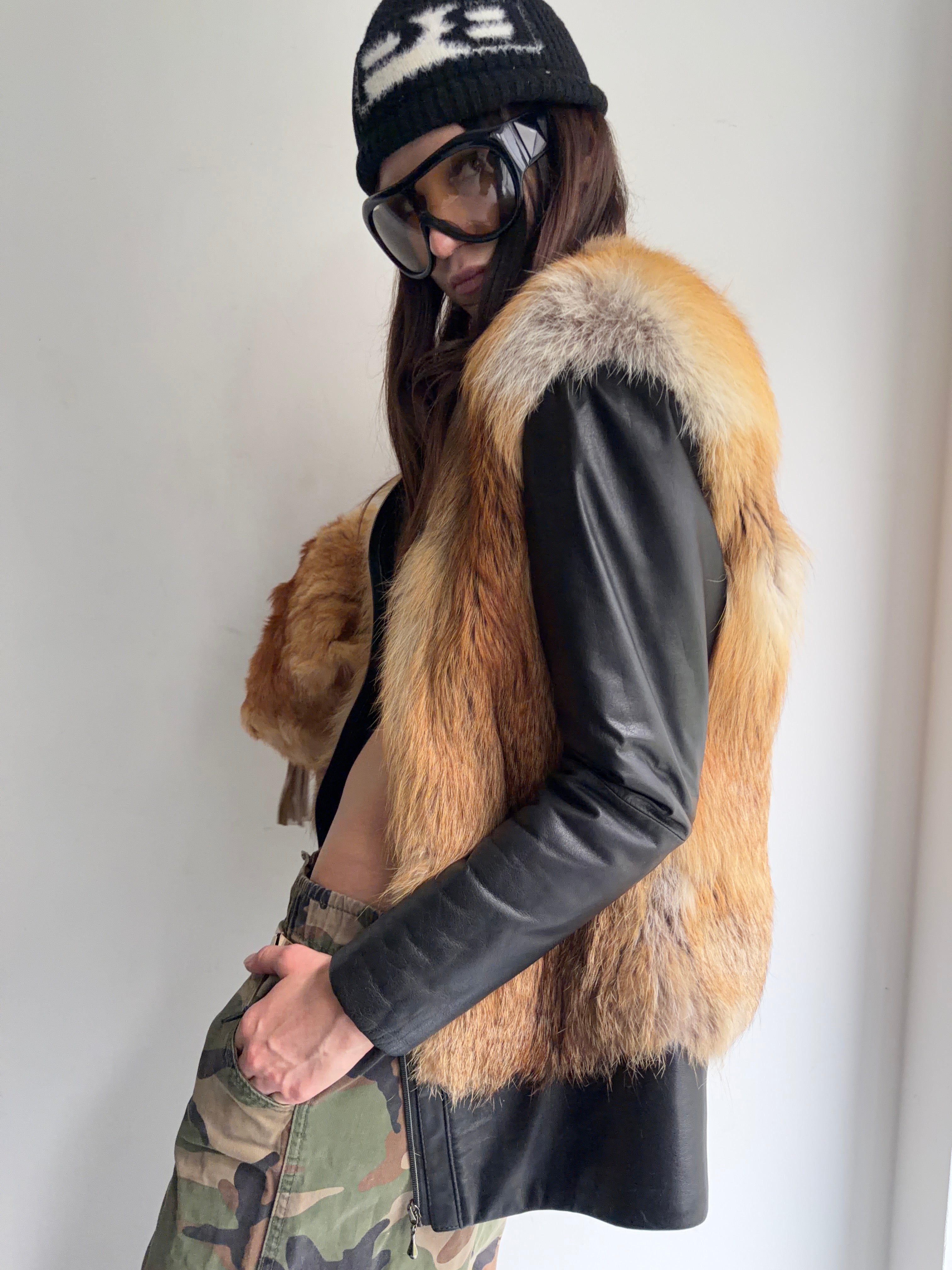 Real leather and real fur jacket