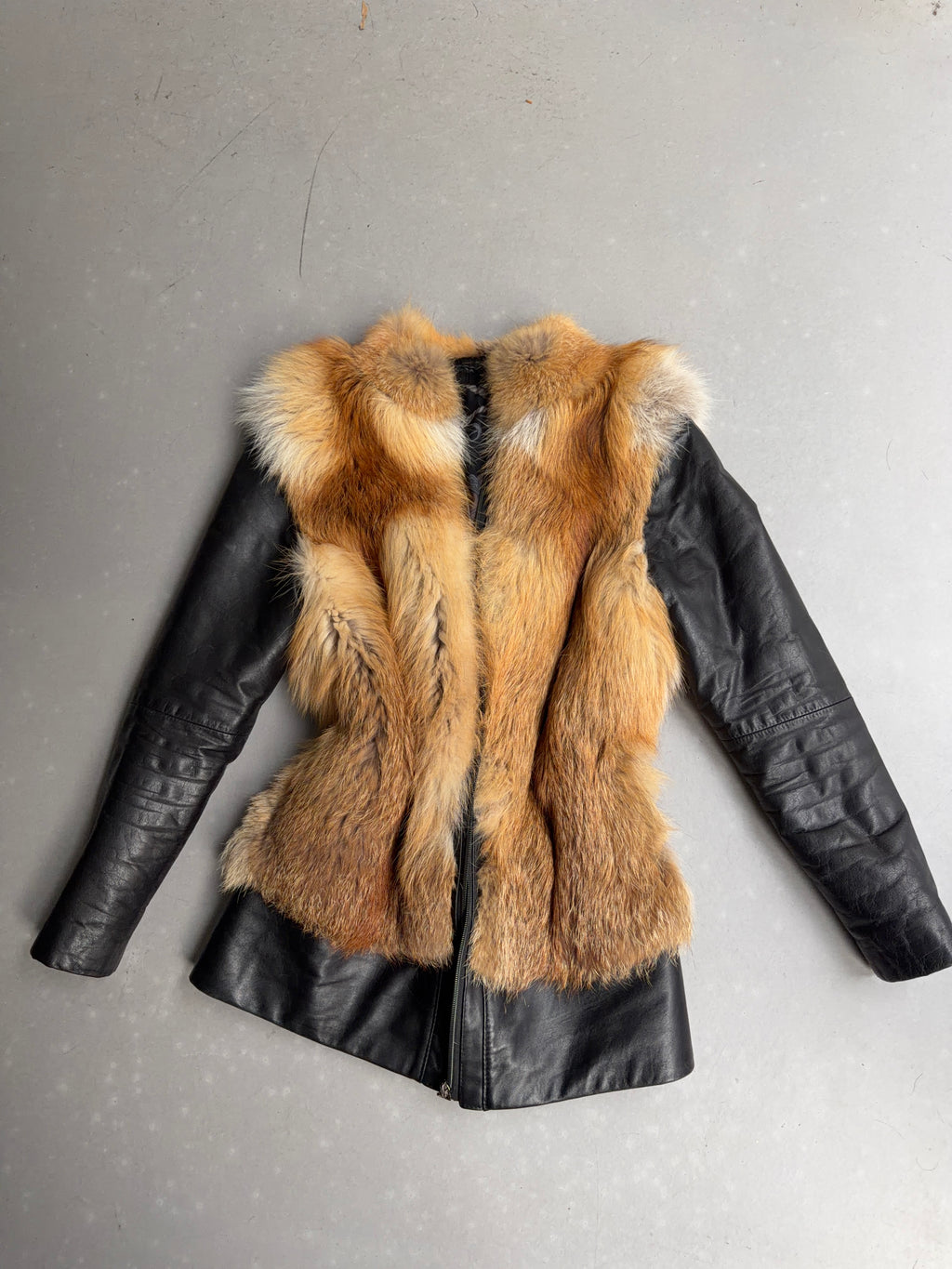 Real leather and real fur jacket