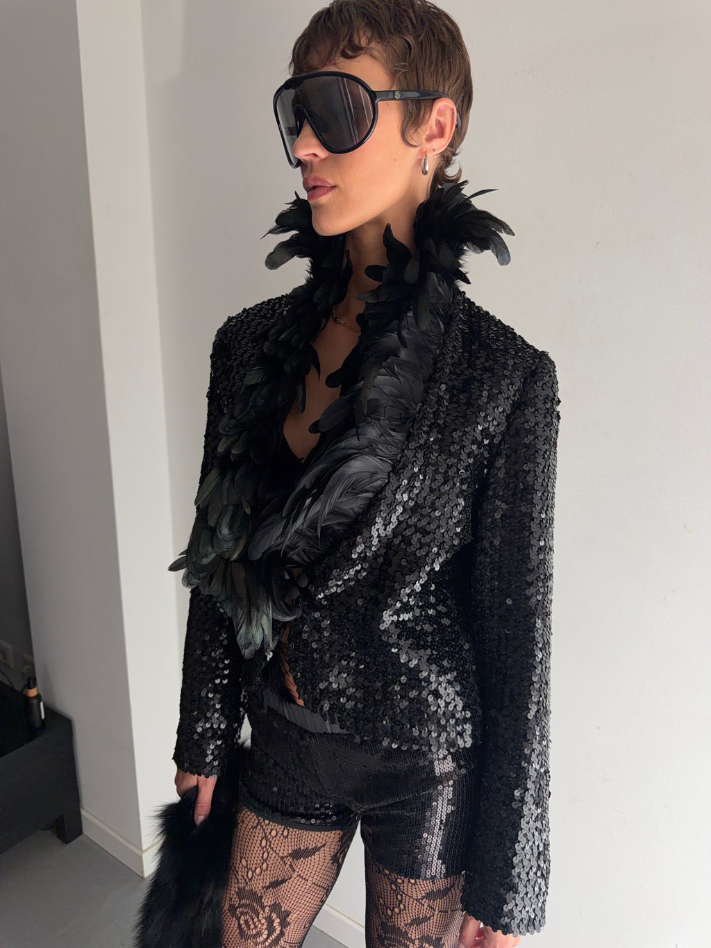 real feather jacket from 60s