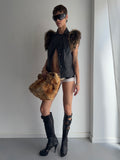 real leather vest with real fur