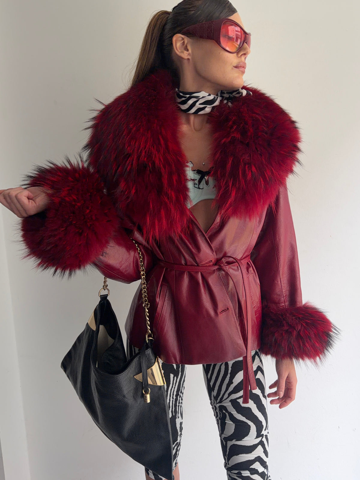 real leather and real fur jacket