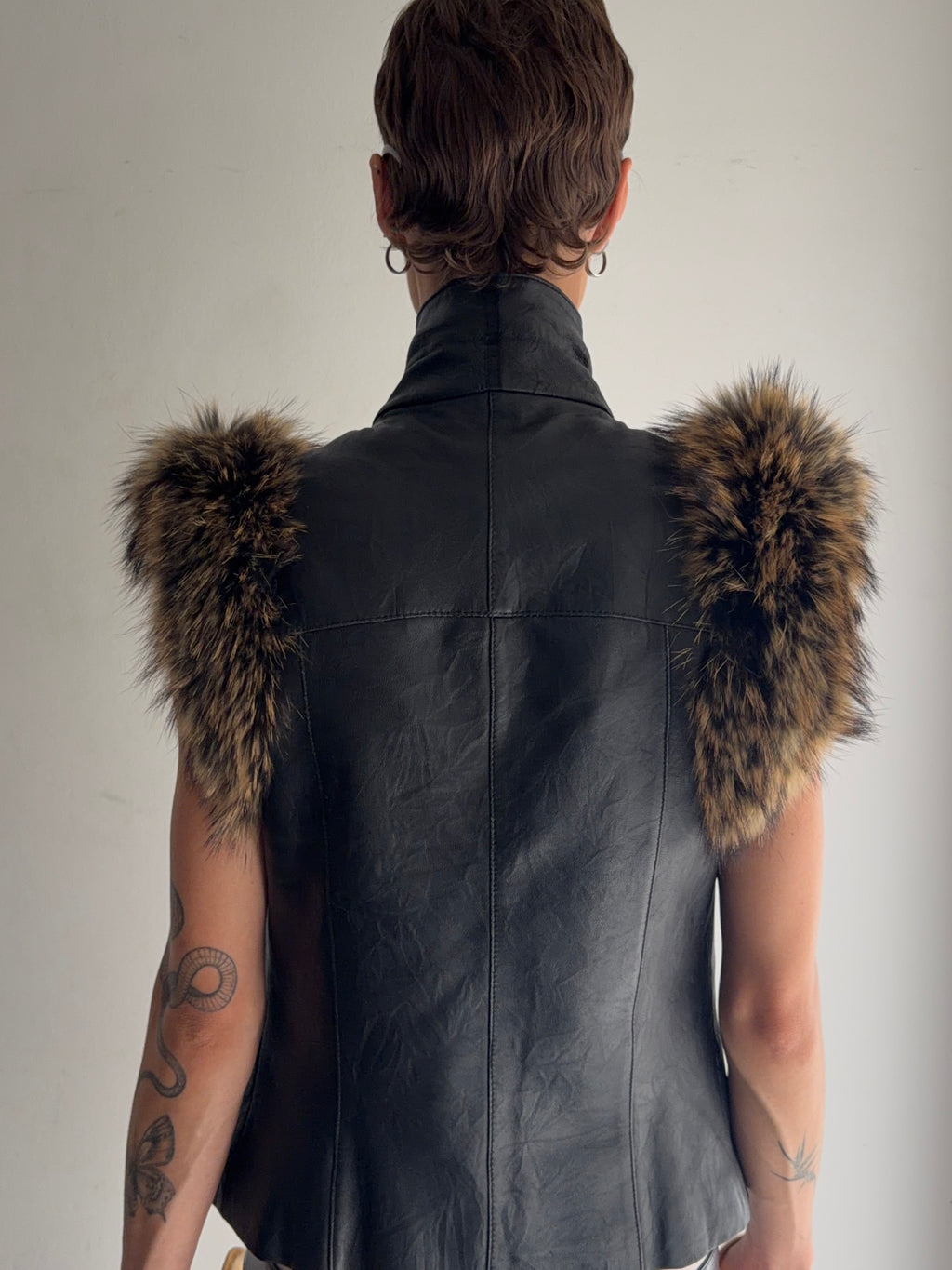 real leather vest with real fur