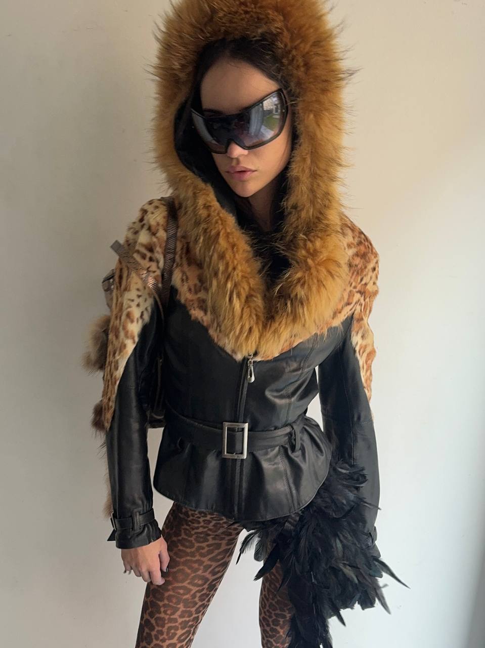 Real leather and real fur jacket