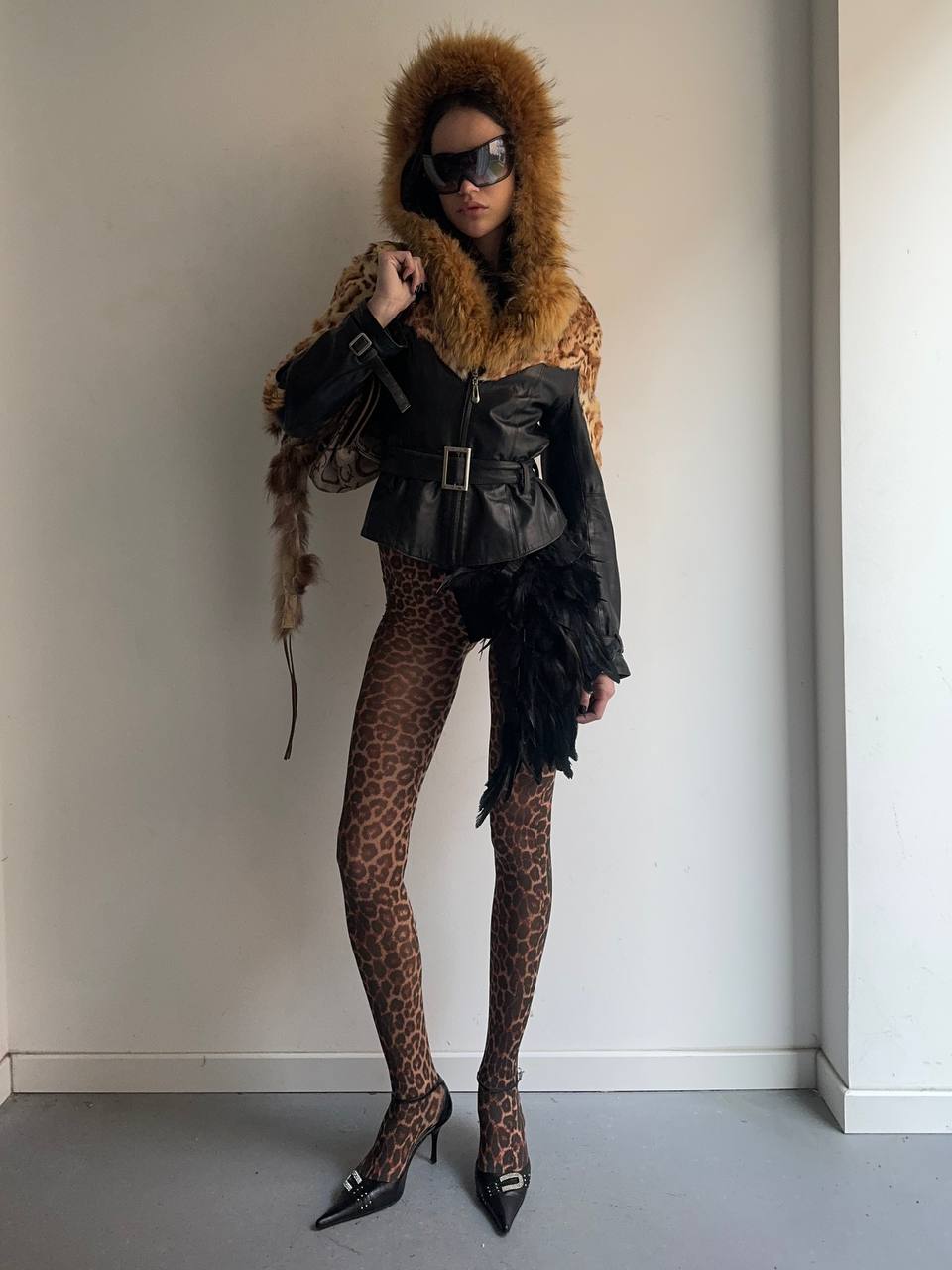 Real leather and real fur jacket