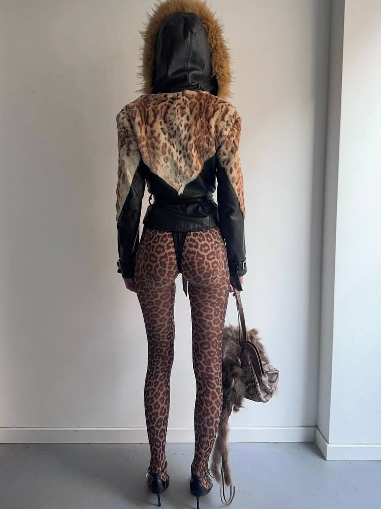 Real leather and real fur jacket