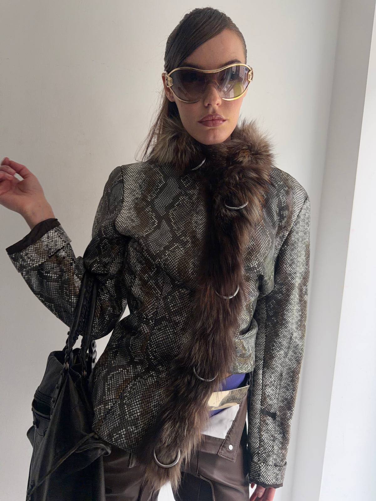 real leather real fur jacket