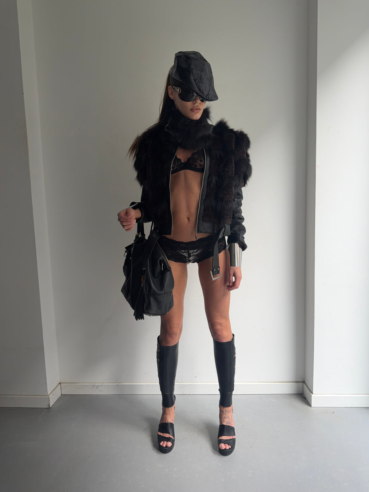 real  leather  fur jacket