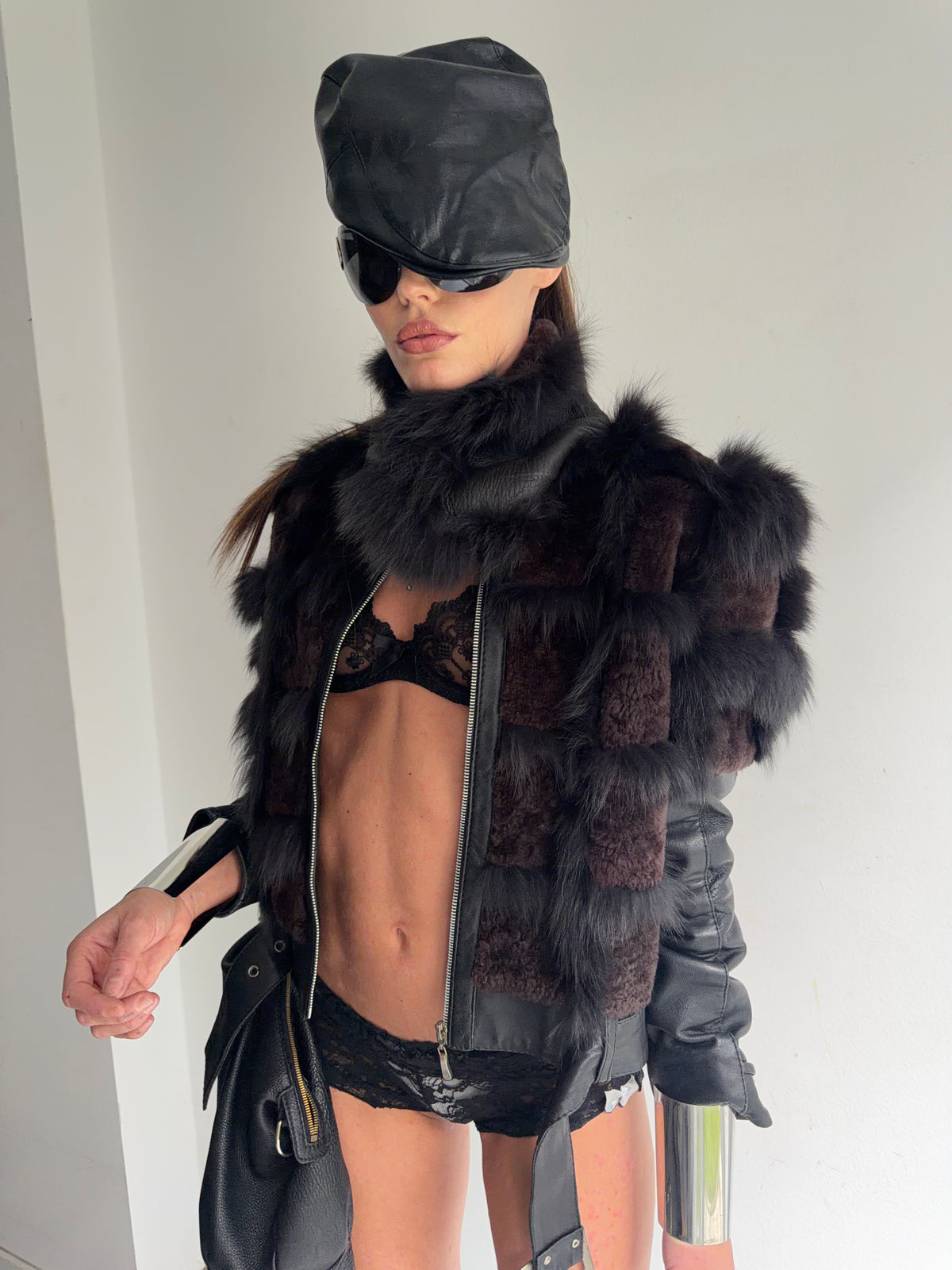 real  leather  fur jacket