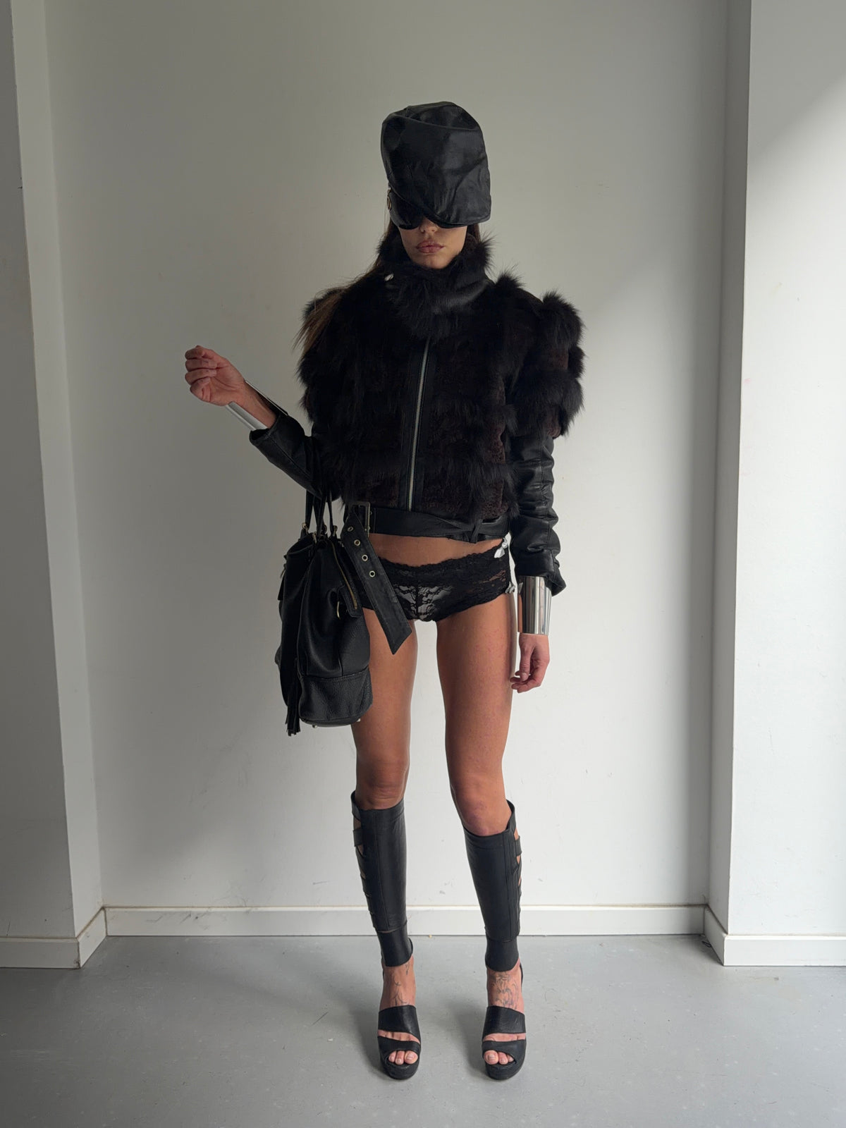 real  leather  fur jacket