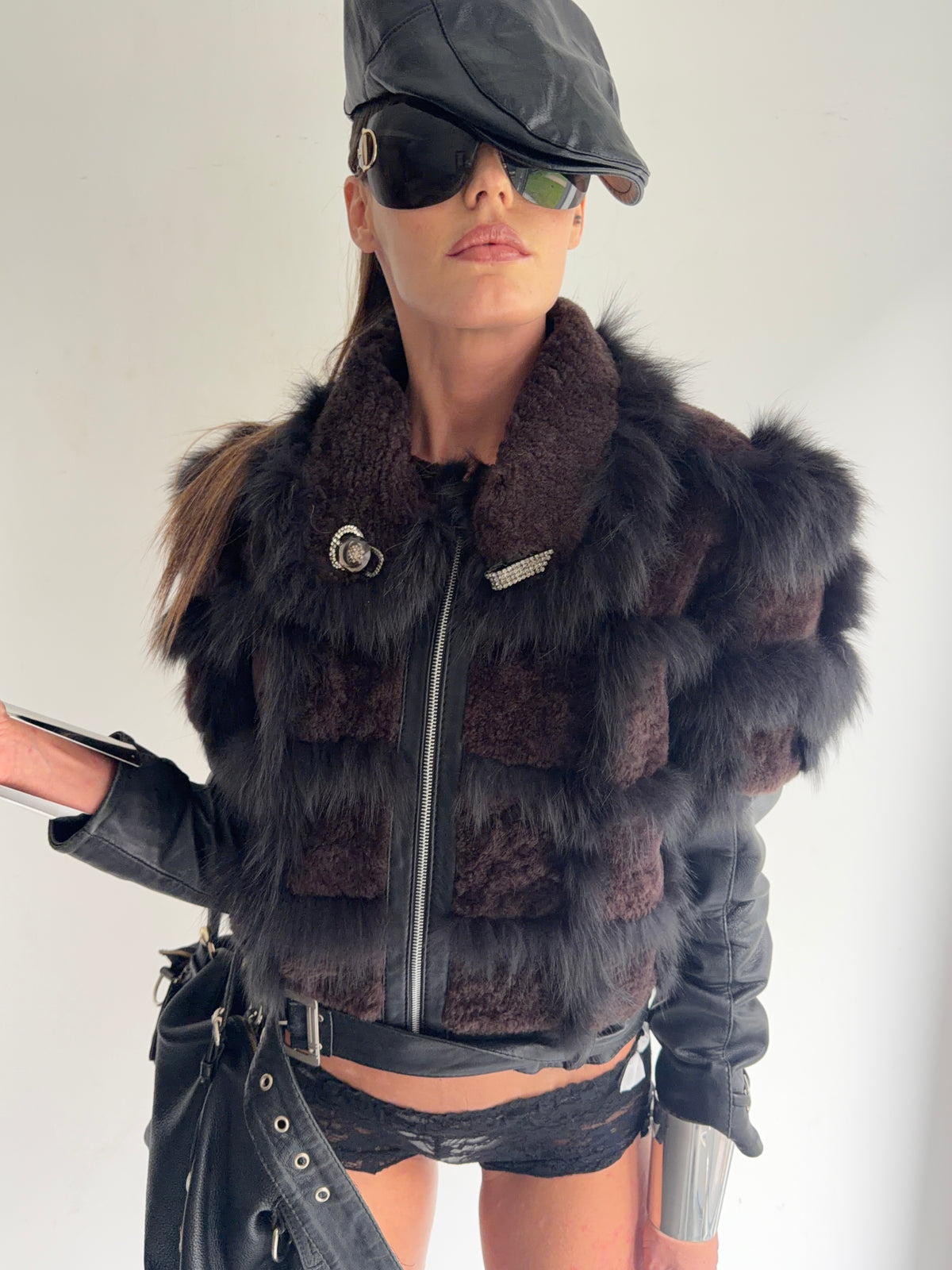 real  leather  fur jacket
