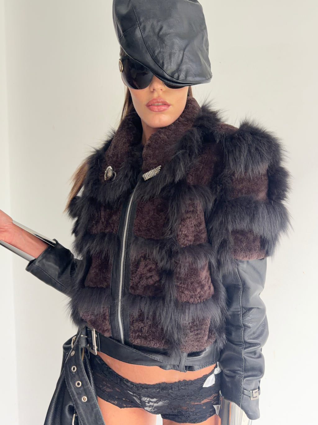real  leather  fur jacket