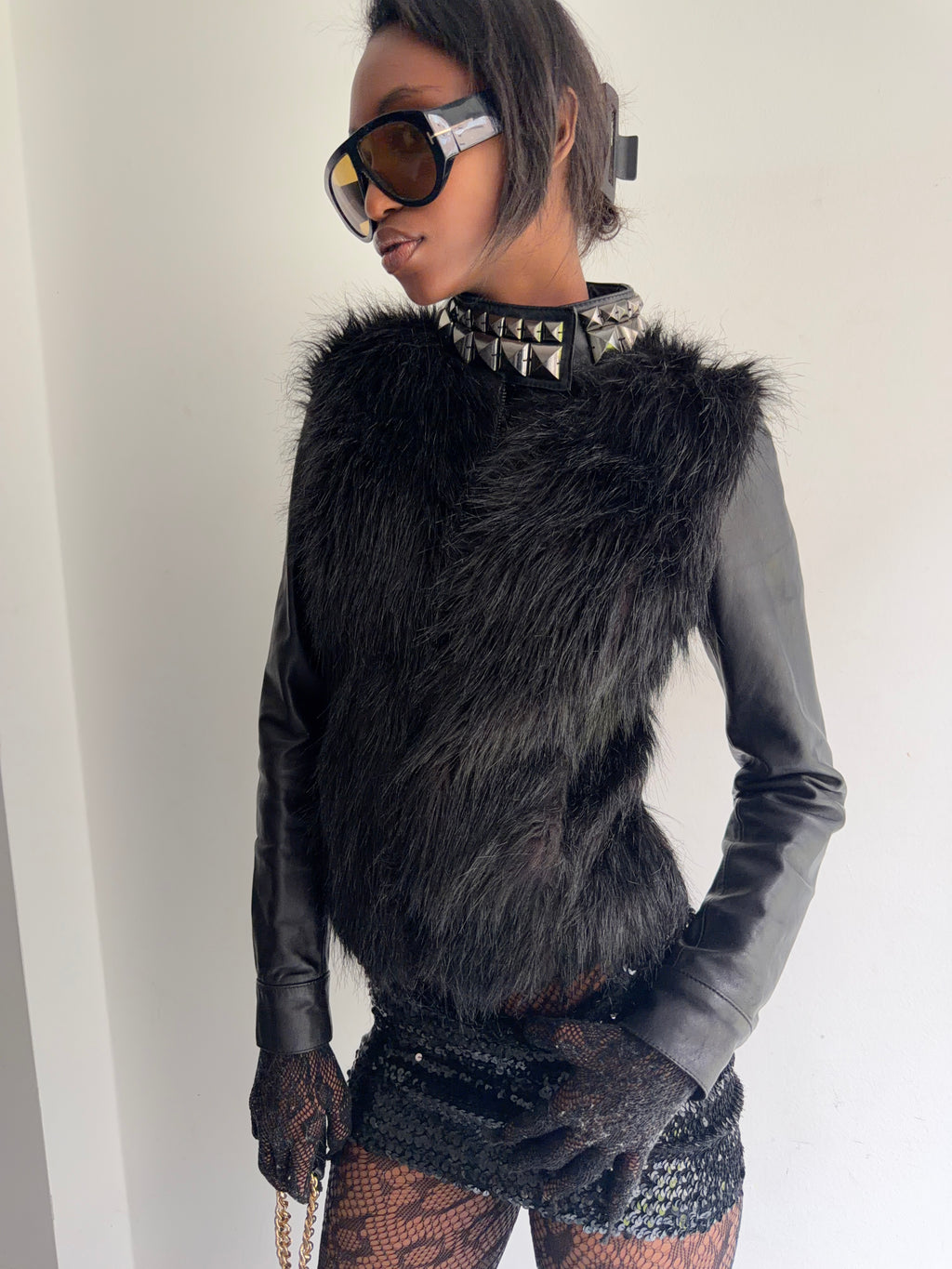 real leather jacket with faux fur