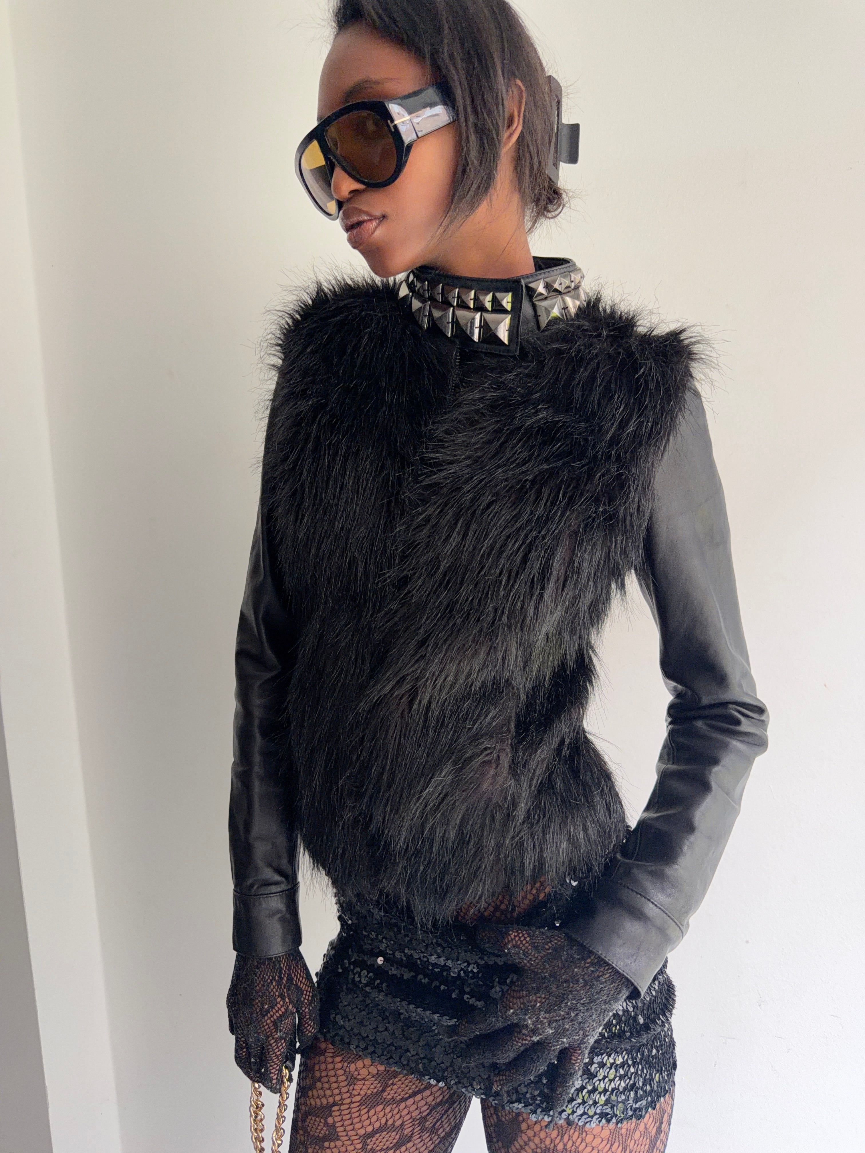 real leather jacket with faux fur