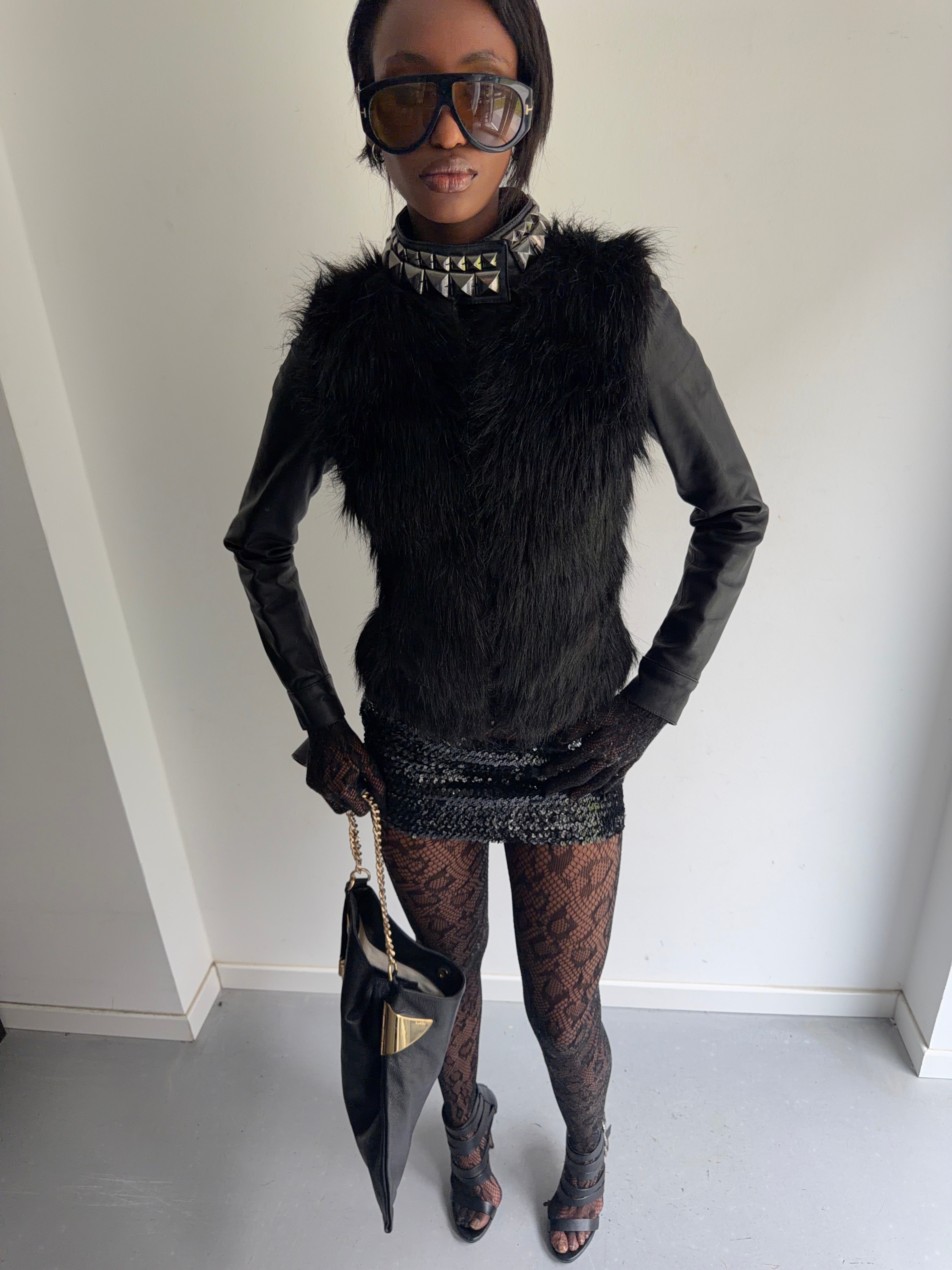 real leather jacket with faux fur