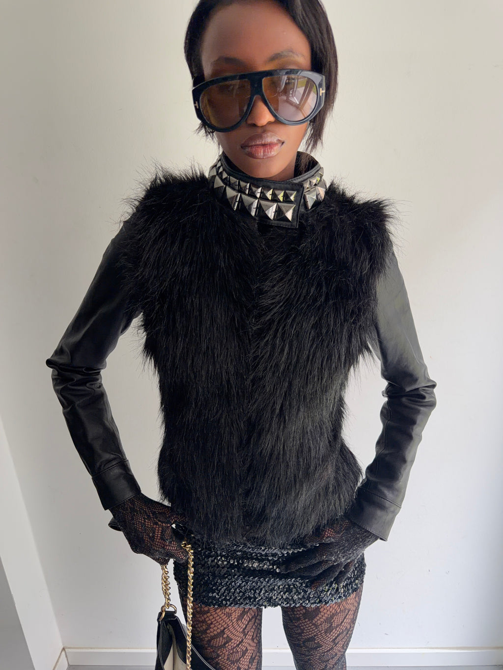 real leather jacket with faux fur