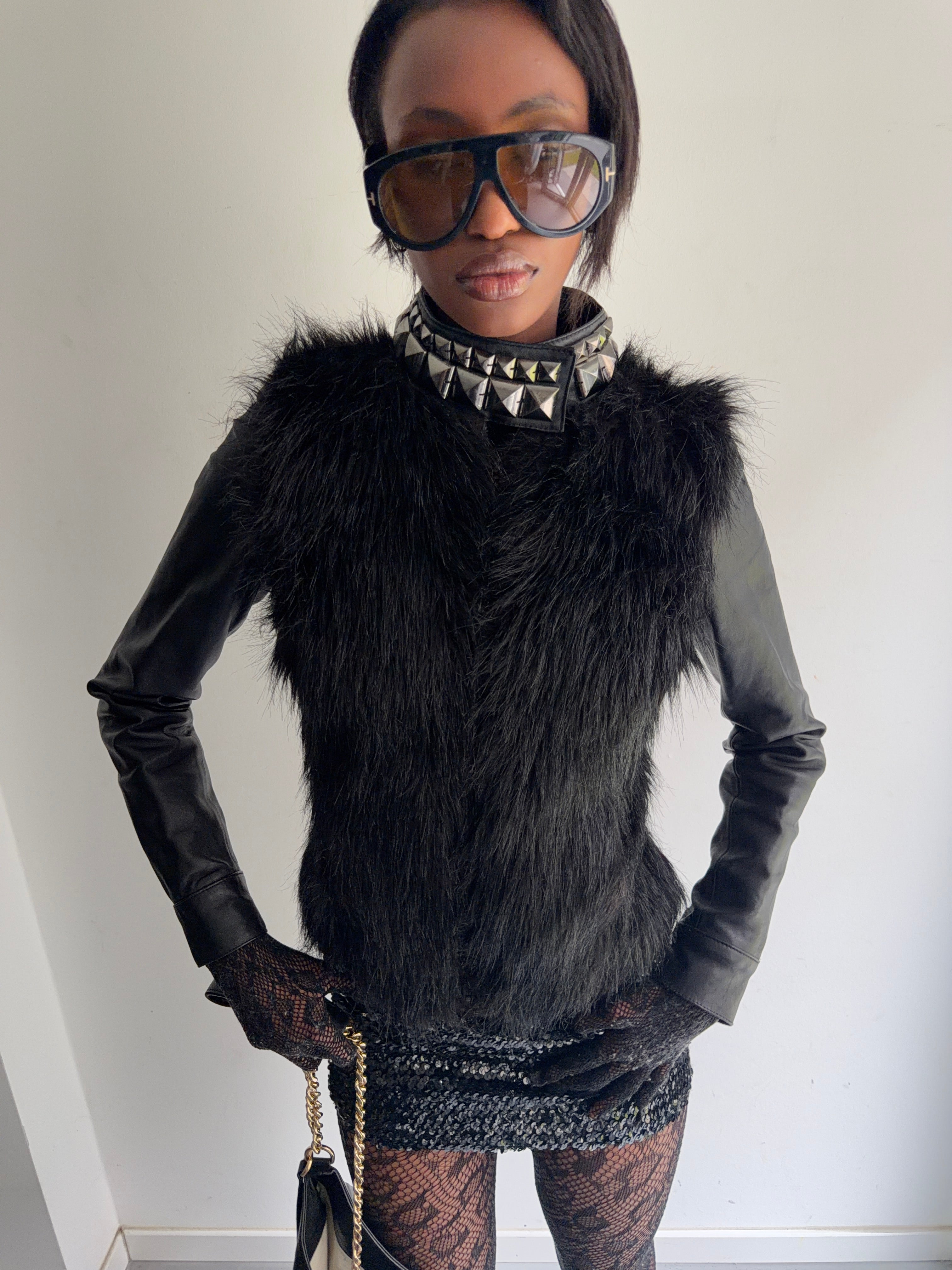 real leather jacket with faux fur