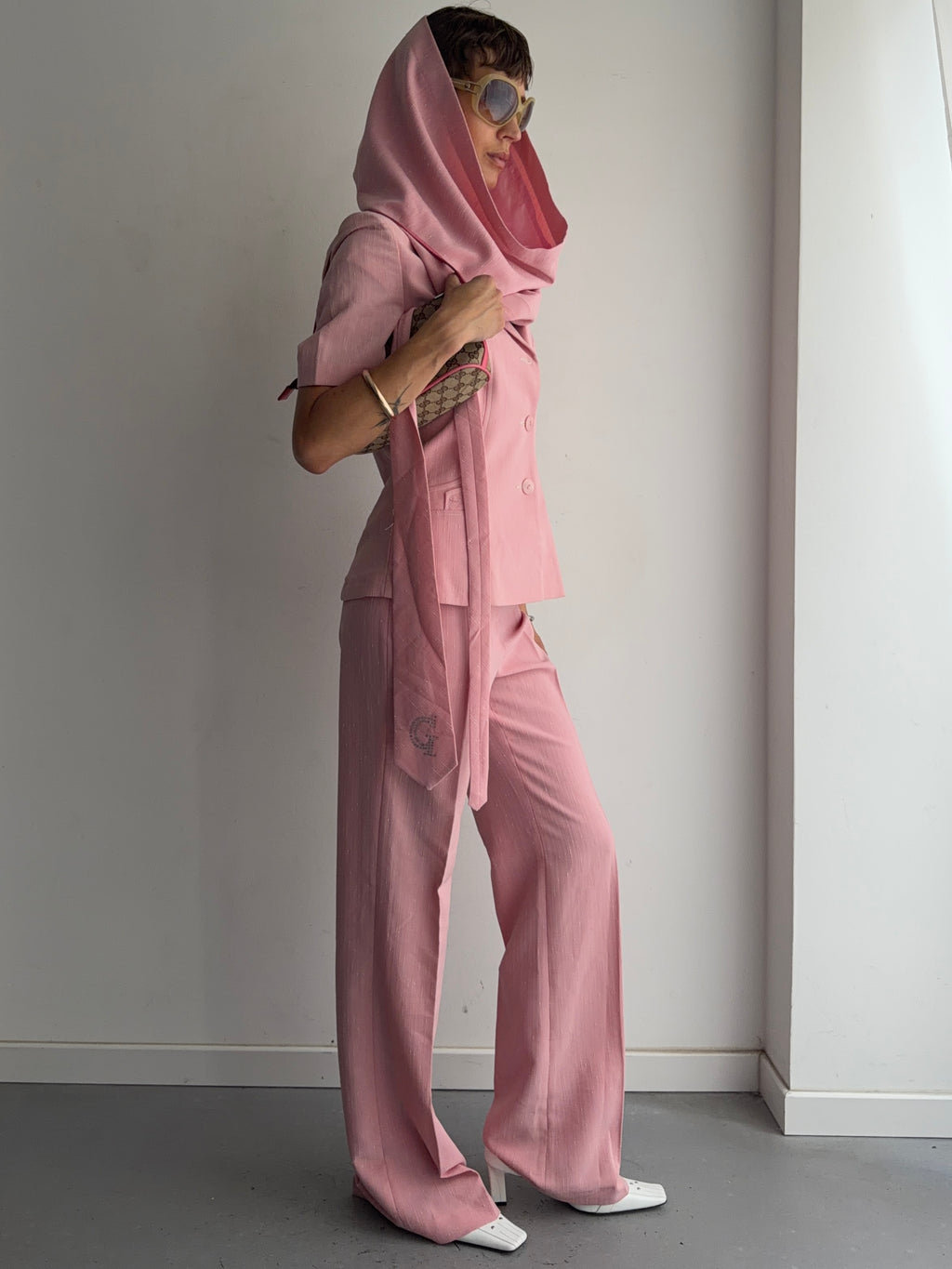 suit jacket pants tie and skirt
