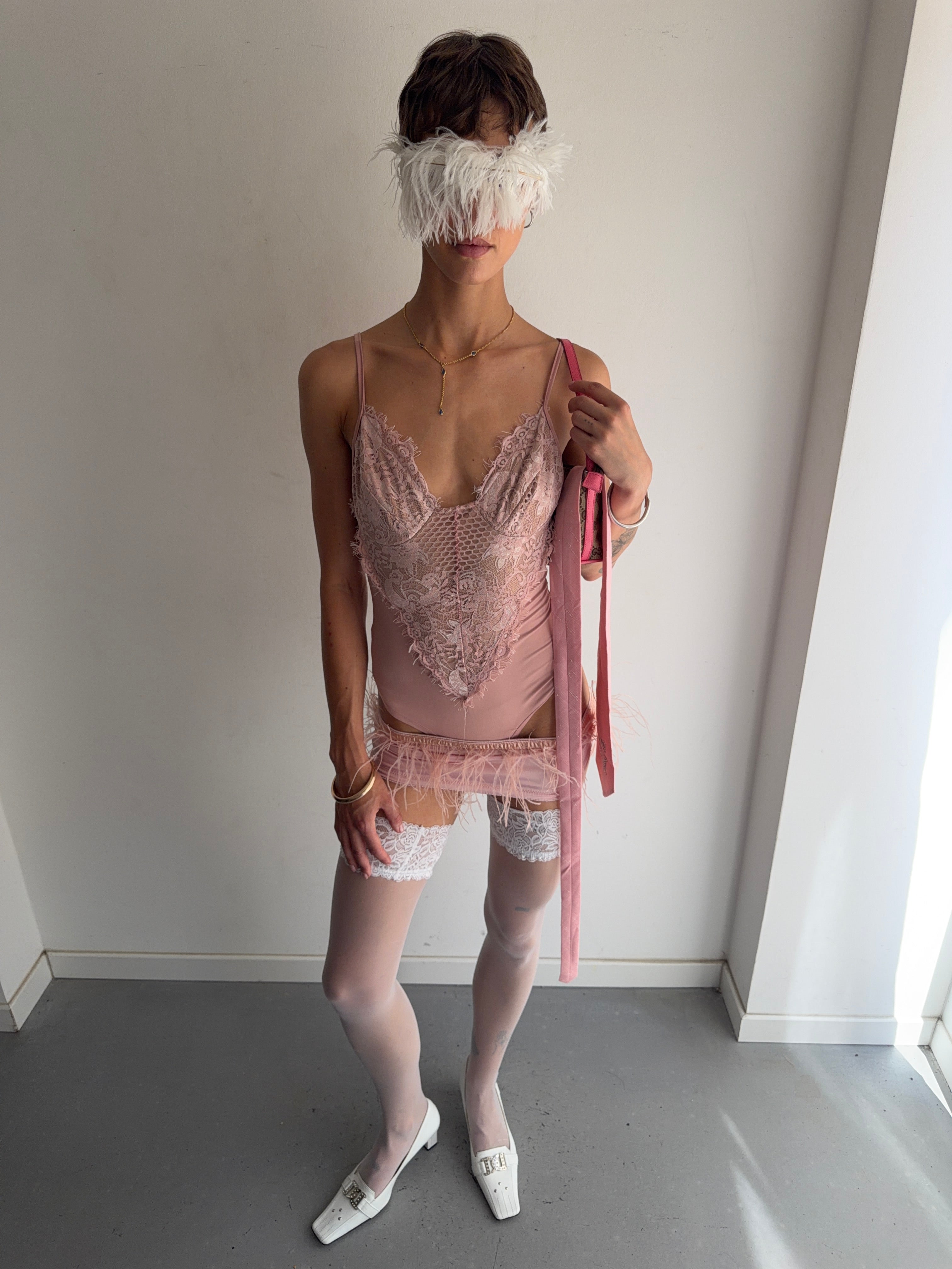 skirt top with feather