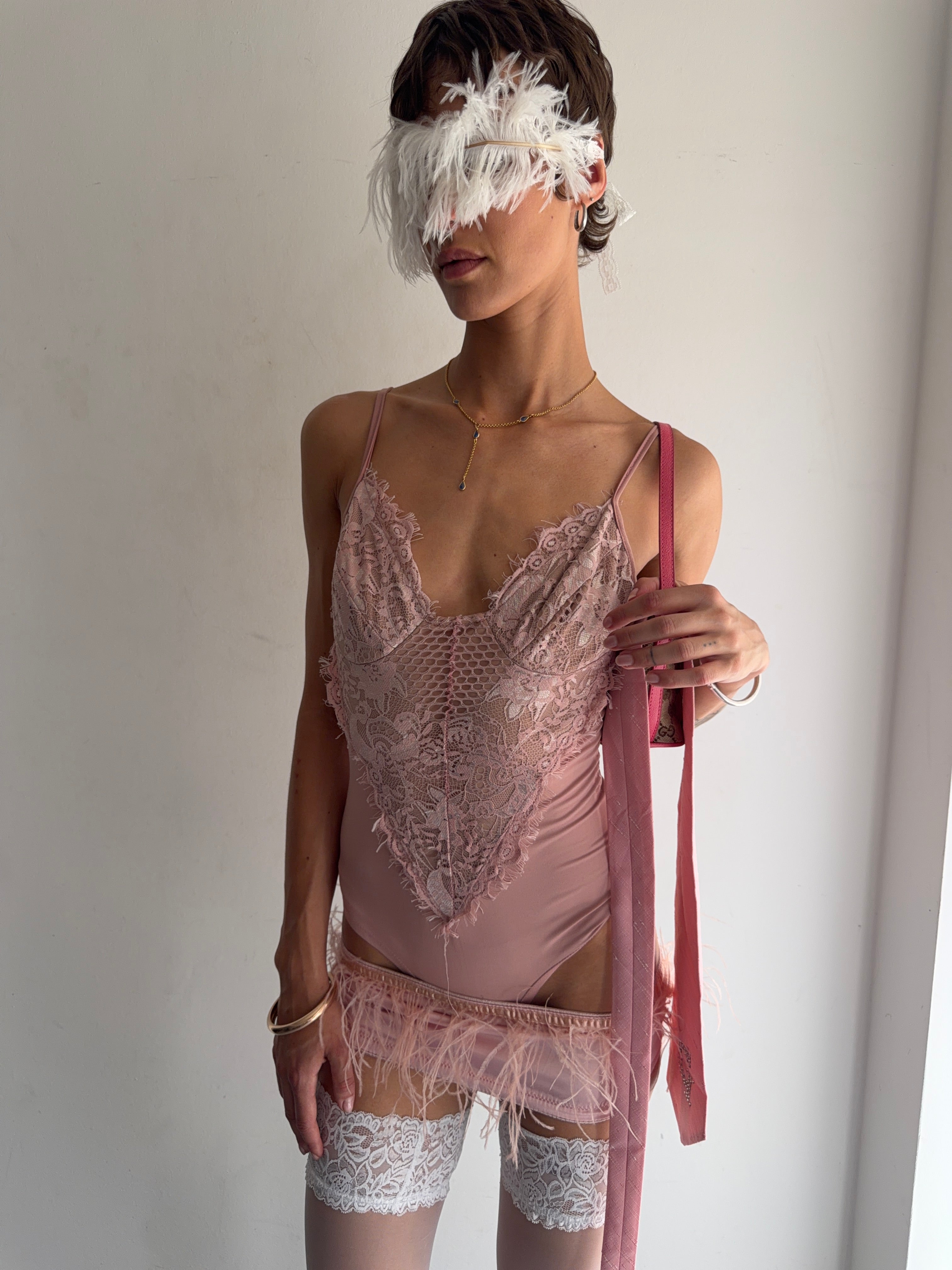 skirt top with feather