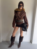 real leather jacket with belt