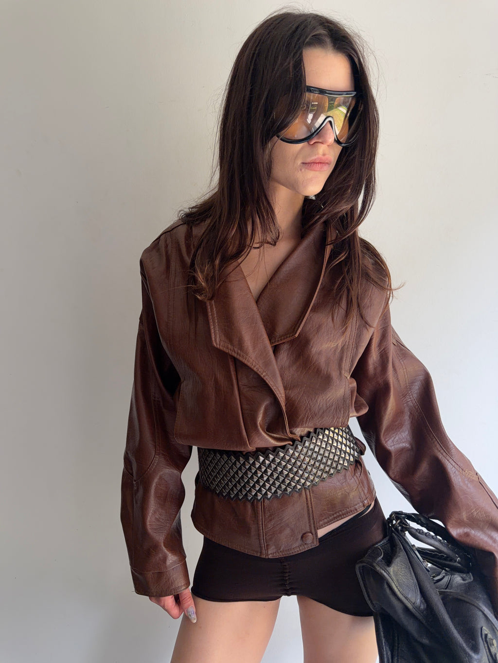 real leather jacket with belt