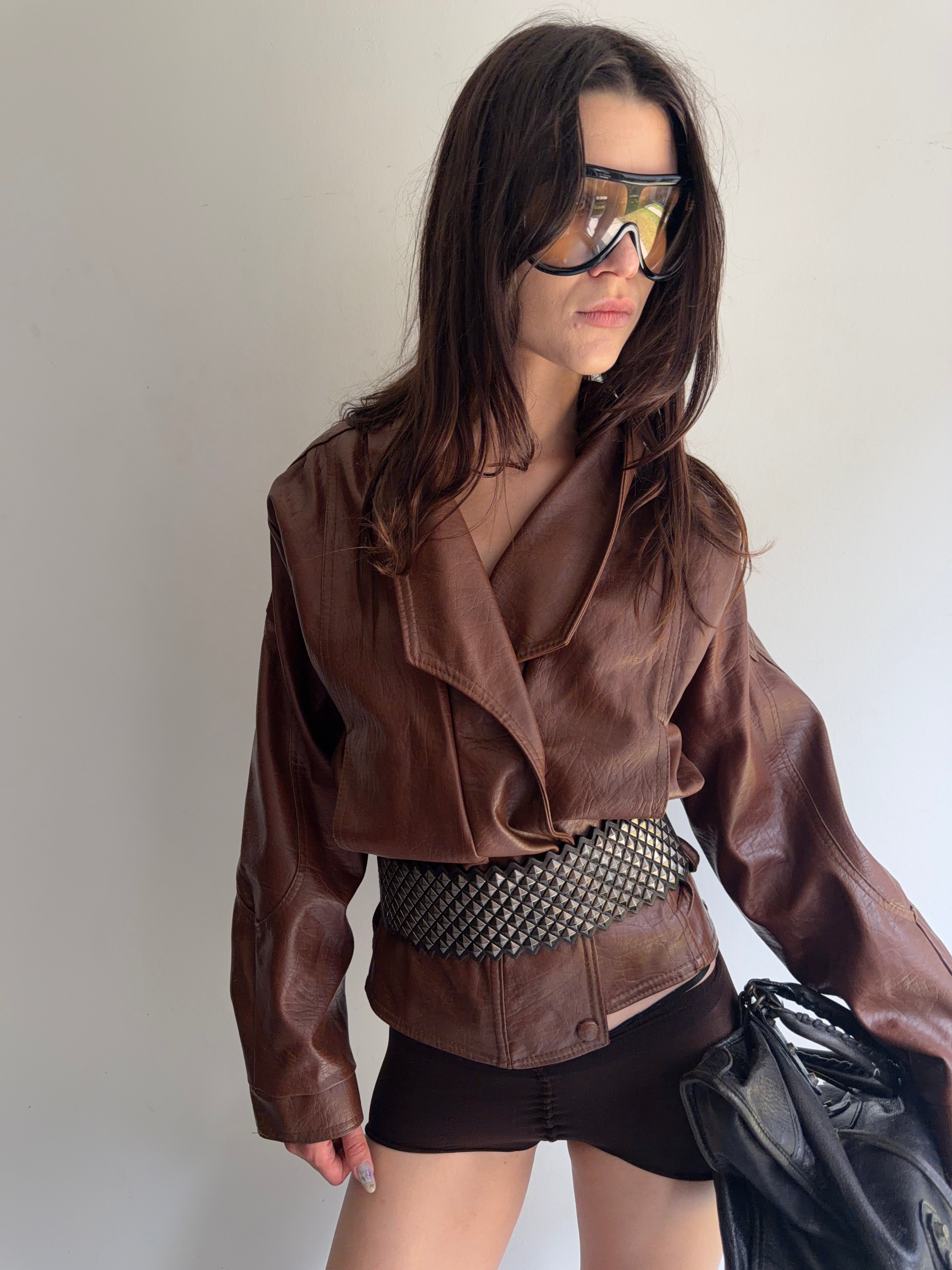 real leather jacket with belt