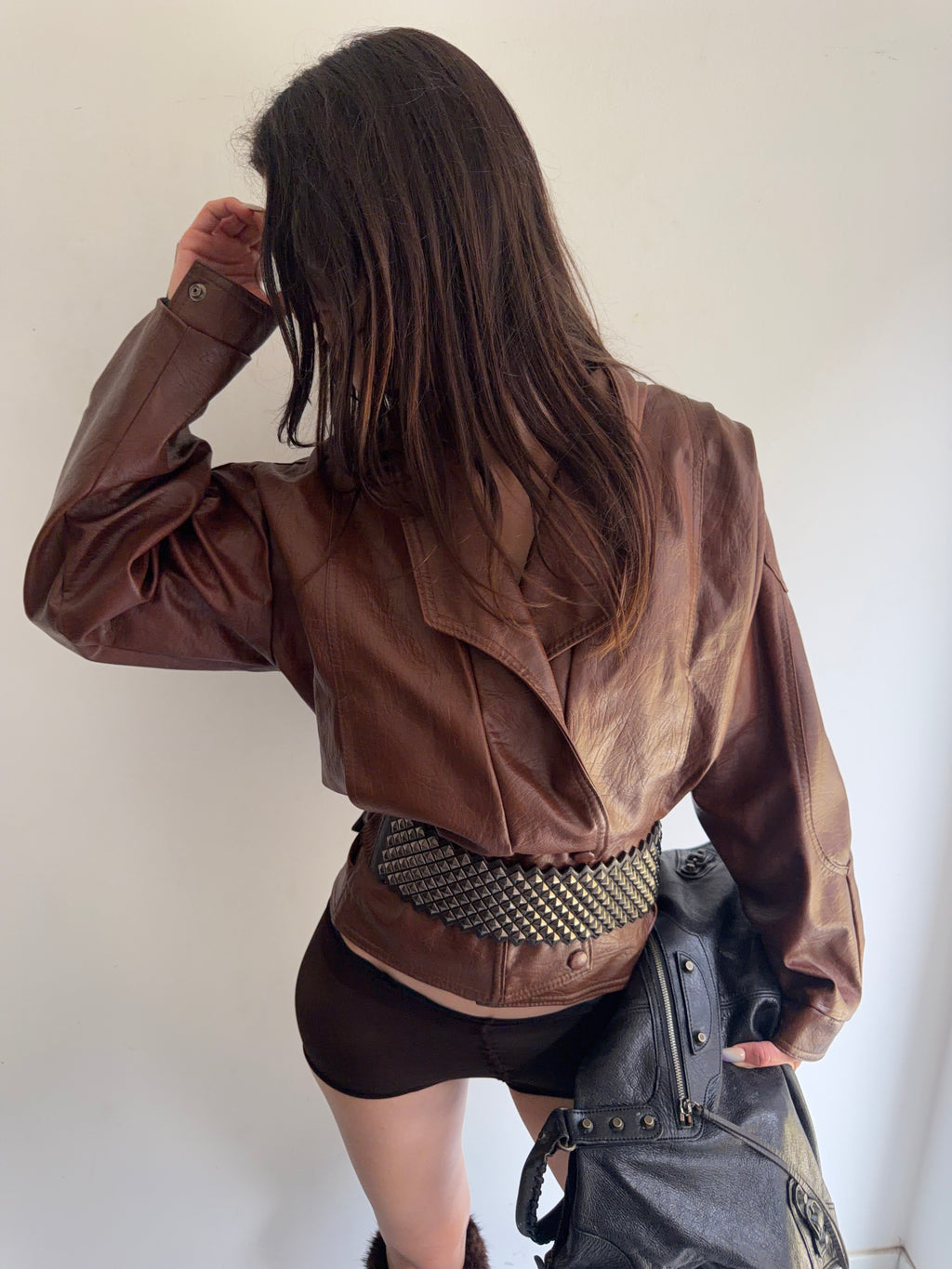 real leather jacket with belt