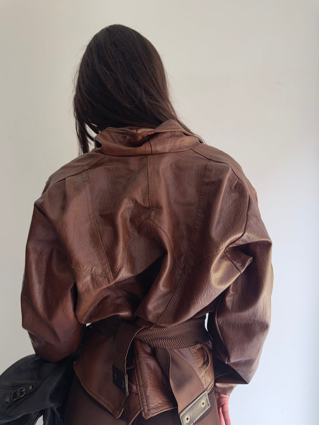 real leather jacket with belt