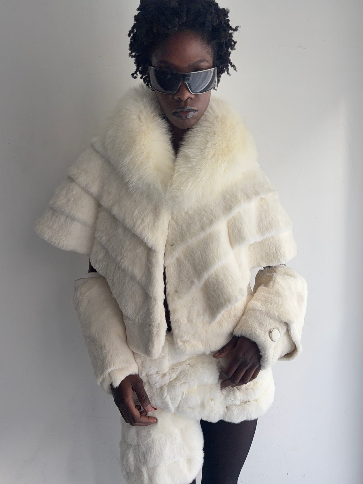 real fur suit( skirt jacket)