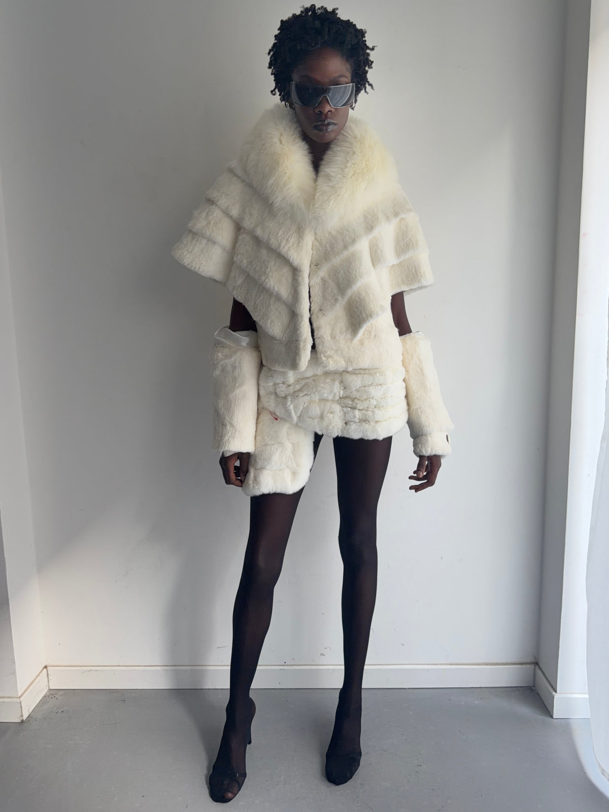 real fur suit( skirt jacket)