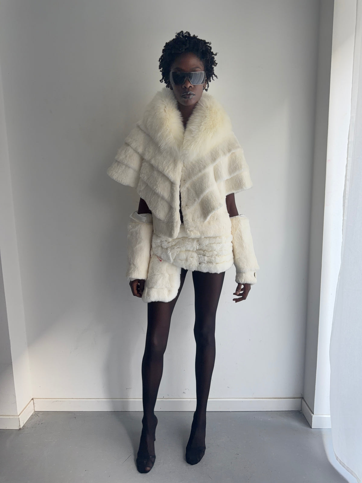 real fur suit( skirt jacket)