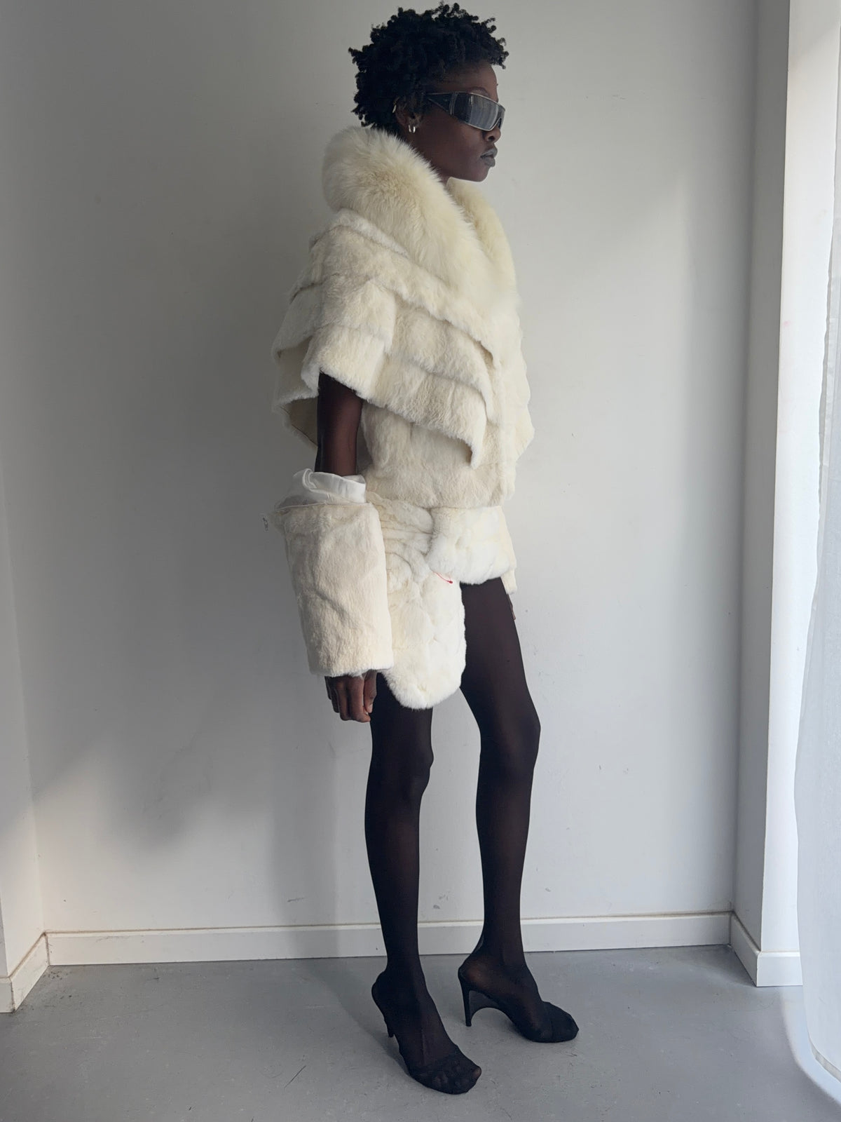 real fur suit( skirt jacket)