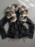 real leahter jacket with real fur collar (M)