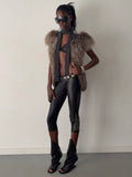 real leather and real fur  vest (M)