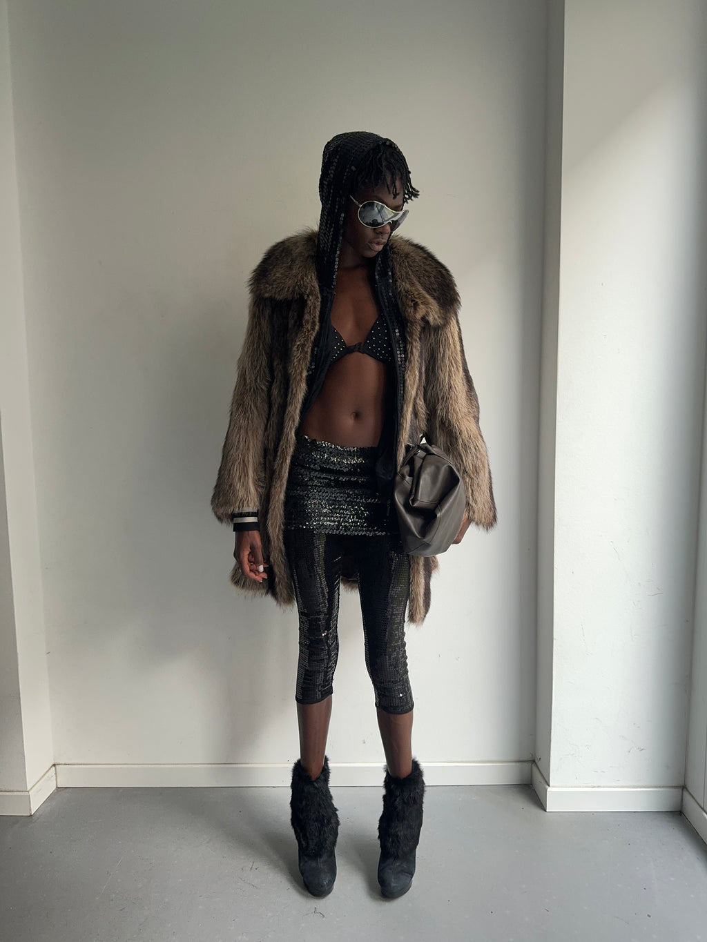 Wolf fur coat