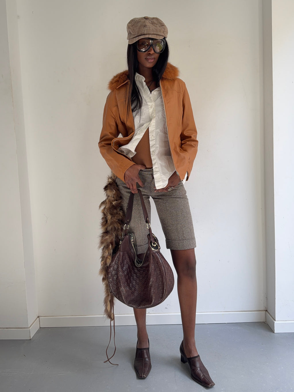 real leather jacket with real fur collar
