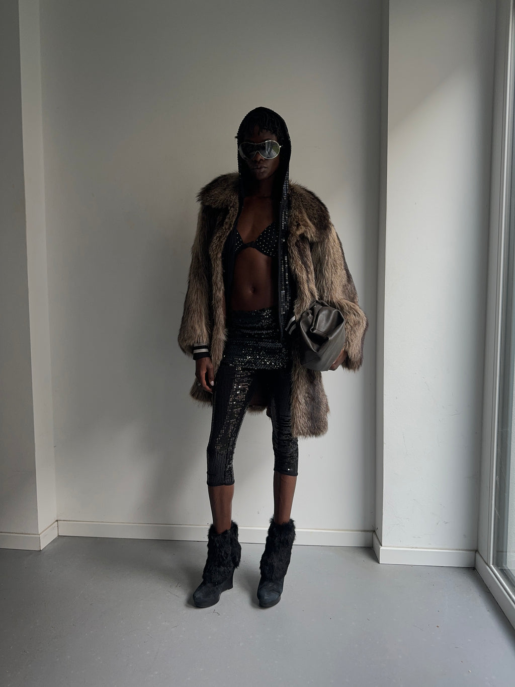 Wolf fur coat