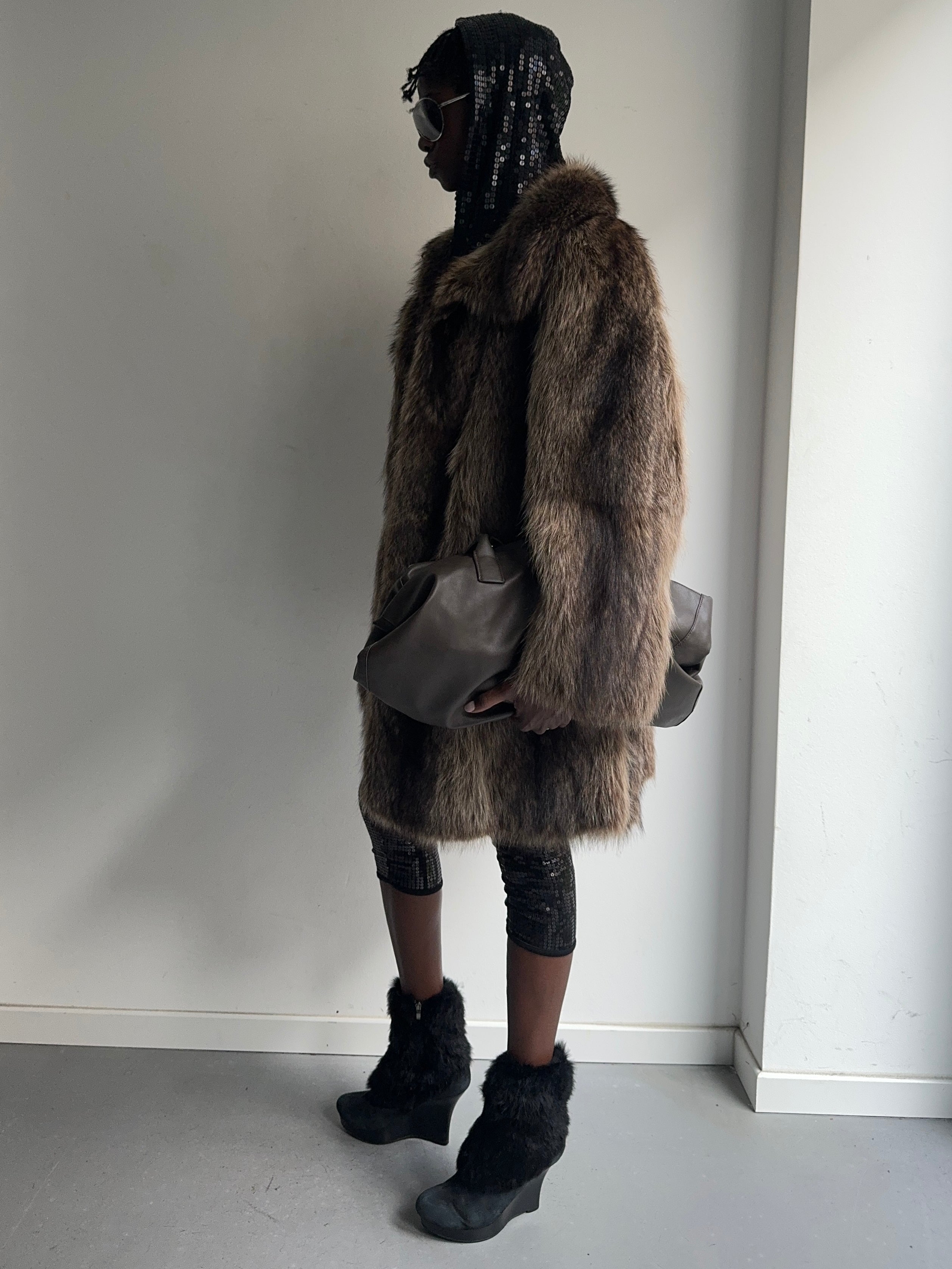 Wolf fur coat
