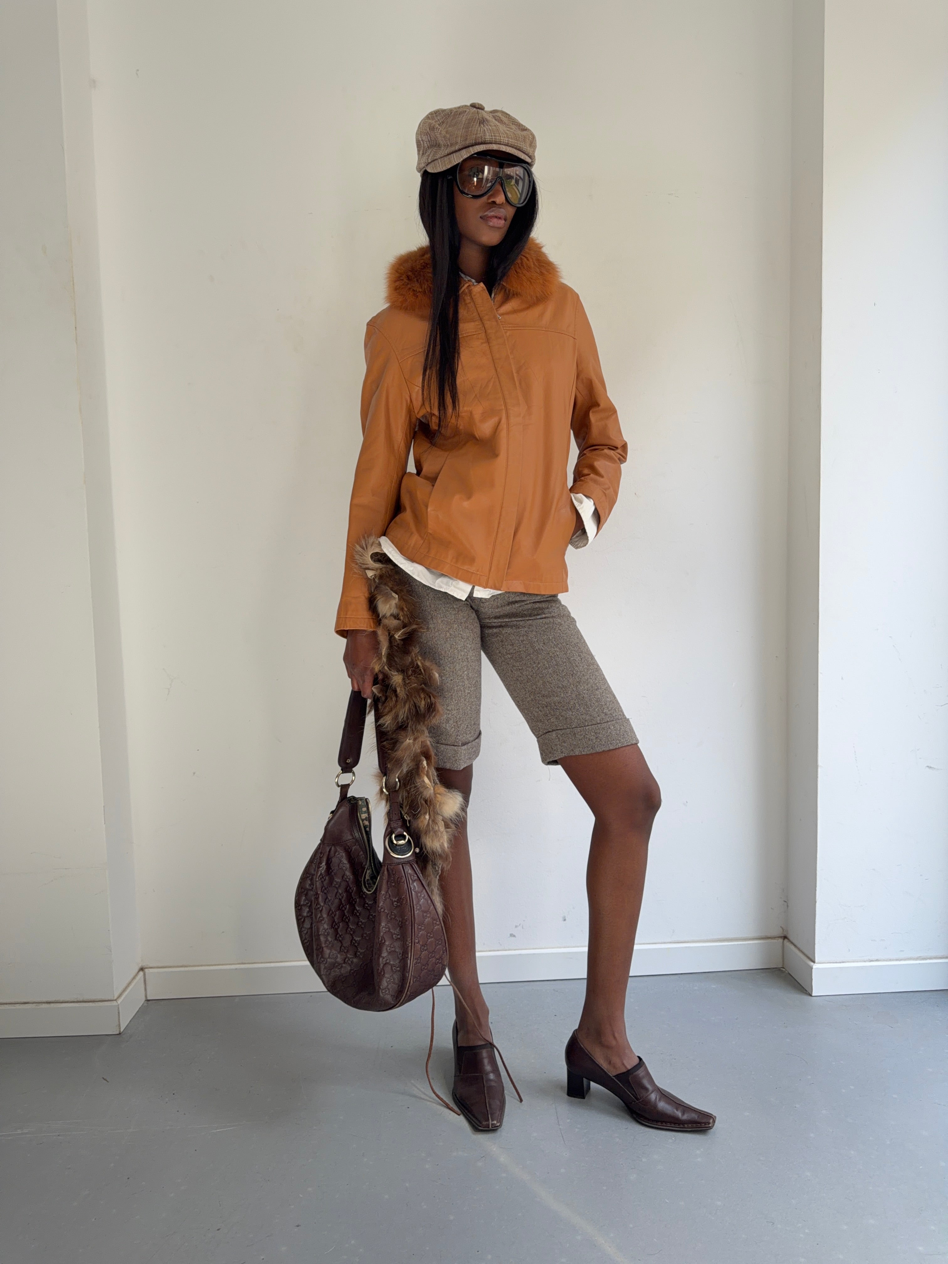 real leather jacket with real fur collar