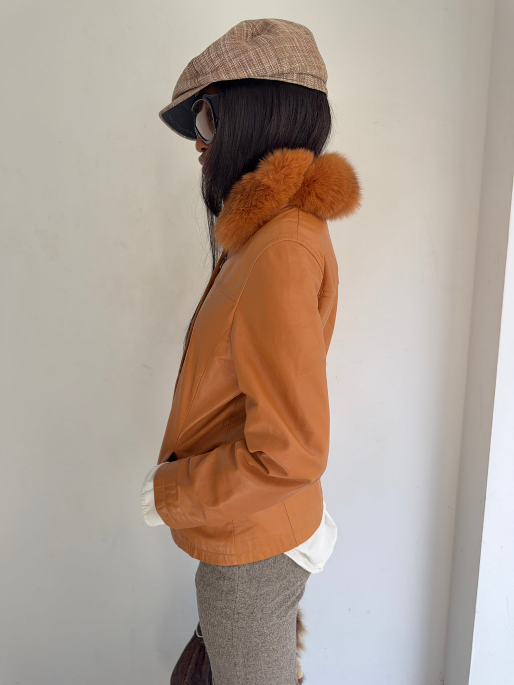 real leather jacket with real fur collar