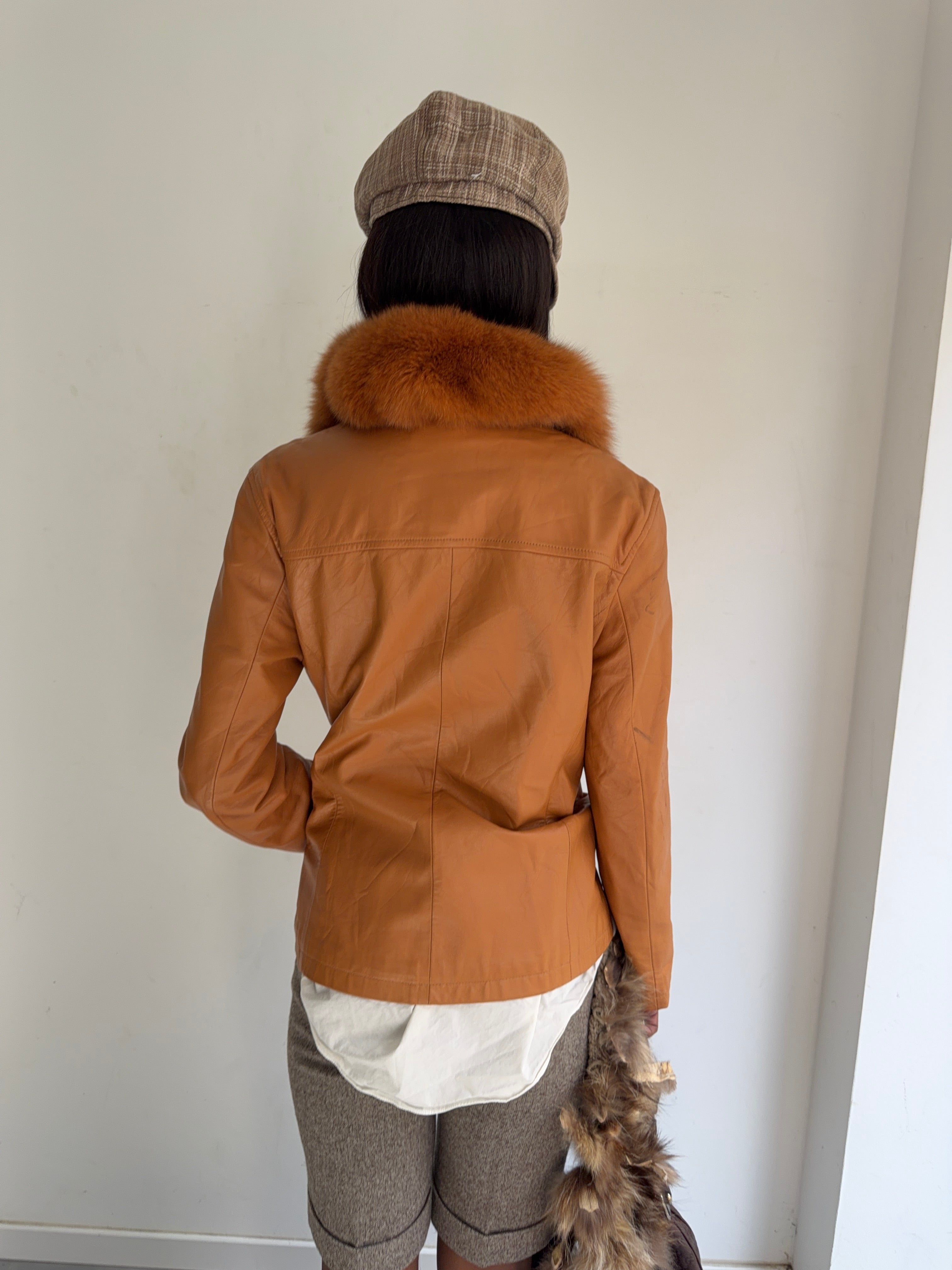 real leather jacket with real fur collar