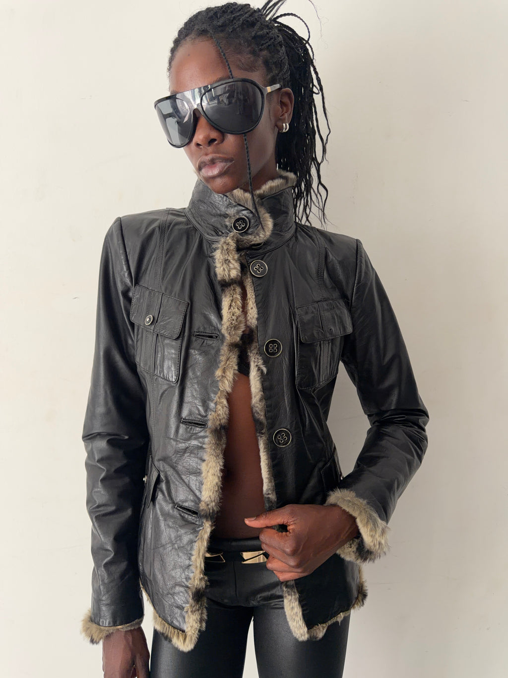 real leather jacket with real fur lining (s)